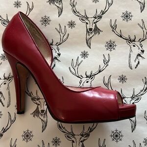 Elegant Red Peep-Toe Heels